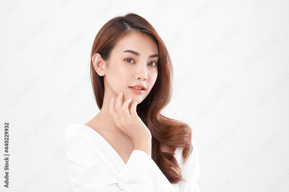 Beautiful young asian woman with clean fresh skin on white background, Face care, Facial treatment, Cosmetology, beauty and spa, Asian women portrait. Beautiful young asian woman with clean fresh skin on white background, Face care, Facial treatment, Cosmetology, beauty and spa, Asian women portrait.