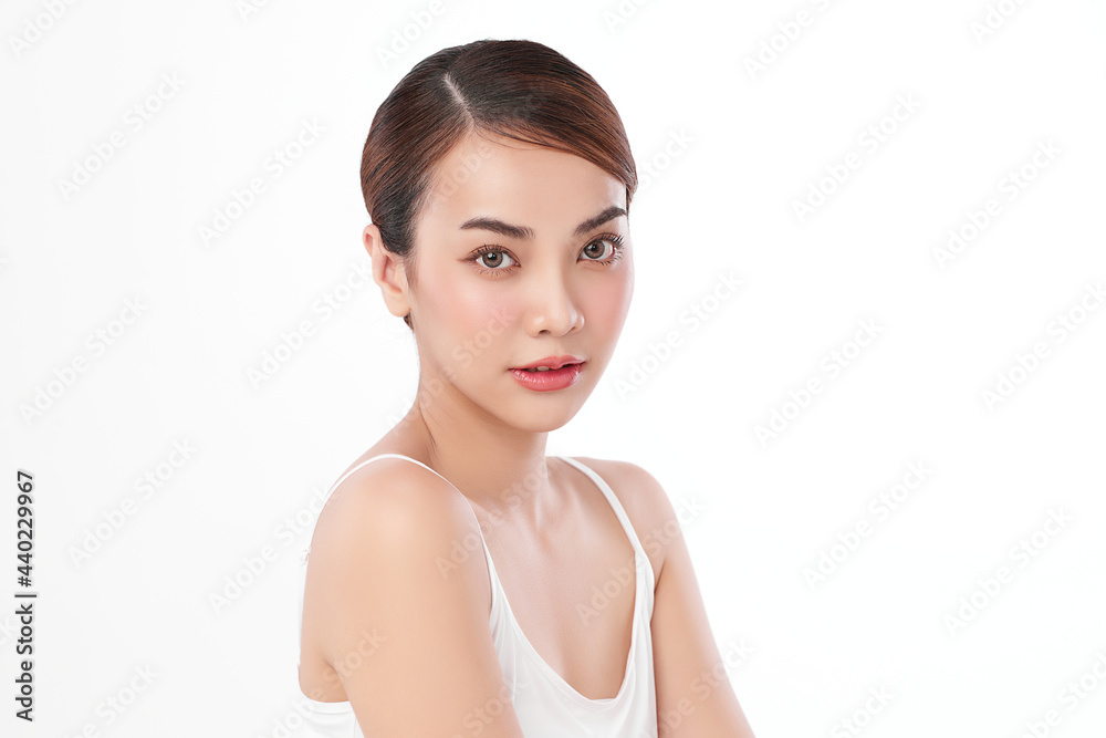 Beautiful young asian woman with clean fresh skin on white background, Face care, Facial treatment, Cosmetology, beauty and spa, Asian women portrait. Beautiful young asian woman with clean fresh skin on white background, Face care, Facial treatment, Cosmetology, beauty and spa, Asian women portrait.