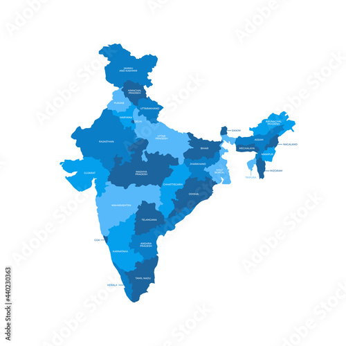 India Country Regions Vector Map