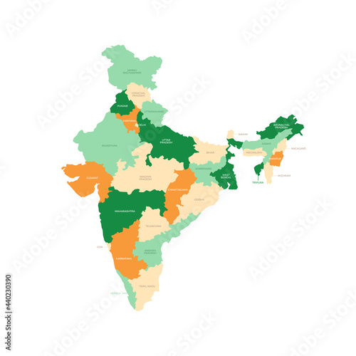 India Country Regions Vector Map