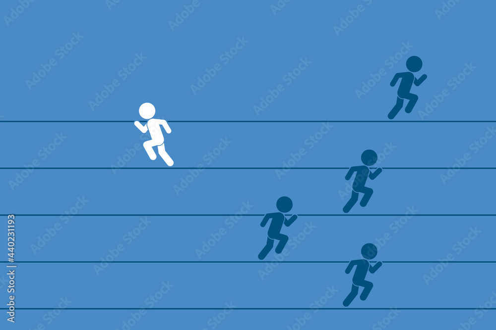 Naklejka premium Think differently concept. Person changing direction. New idea, change, trend, courage, creative solution, innovation and unique way concept.