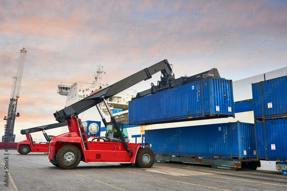 Loading of containers at Port of Bilbao Loading of containers at Port of Bilbao