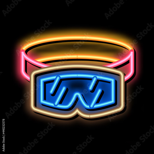 skier protective glasses neon light sign vector. Glowing bright icon skier protective glasses sign. transparent symbol illustration