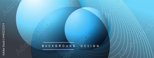 Gradient circles with shadows. Vector techno abstract background. Modern overlapping forms wallpaper background, design template