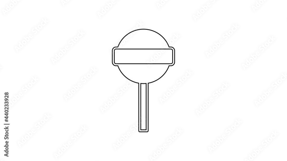 Black line Lollipop icon isolated on white background. Food, delicious symbol. 4K Video motion graphic animation Black line Lollipop icon isolated on white background. Food, delicious symbol. 4K Video motion graphic animation
