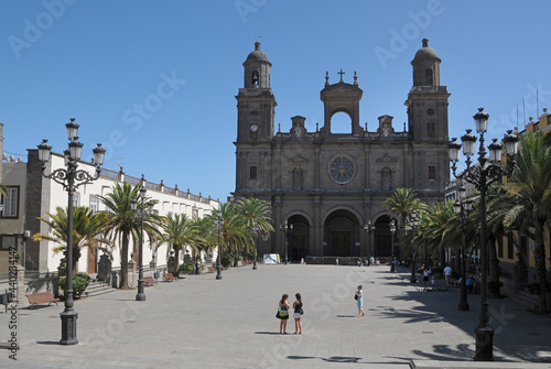Plaza y catedral de Santa Ana en el barrio de Vegueta en Gran Canaria, islas Canarias