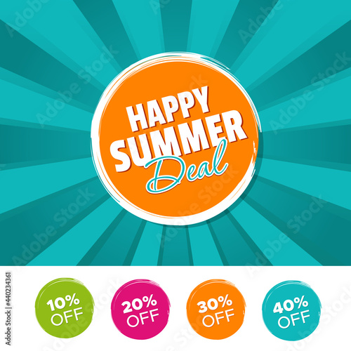 Happy Summer Deal color banner and 10   20   30    40  Off Marks.