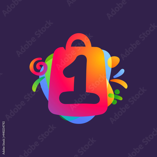 Number one logo with shopping bag and Sale icons.