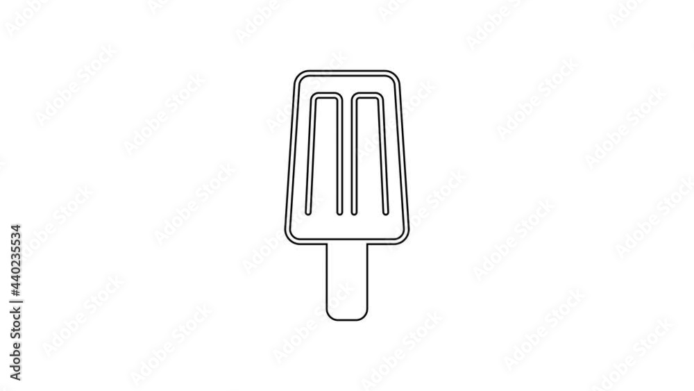 Black line Ice cream icon isolated on white background. Sweet symbol. 4K Video motion graphic animation Black line Ice cream icon isolated on white background. Sweet symbol. 4K Video motion graphic animation