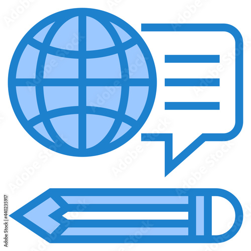 Global knowledge blue style icon