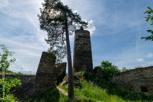 The romantic ruins of the Gutstejn Castle with its beautiful landscape are located above the tributary of the Utersky Brook southeast of Bezdruzice in the Tachov district - Region Plzeň - Czechia photo