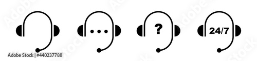 Support service icon. Call center icons set. Live chat concept. Online support system of speech bubble. Flat vector illustration on white background.