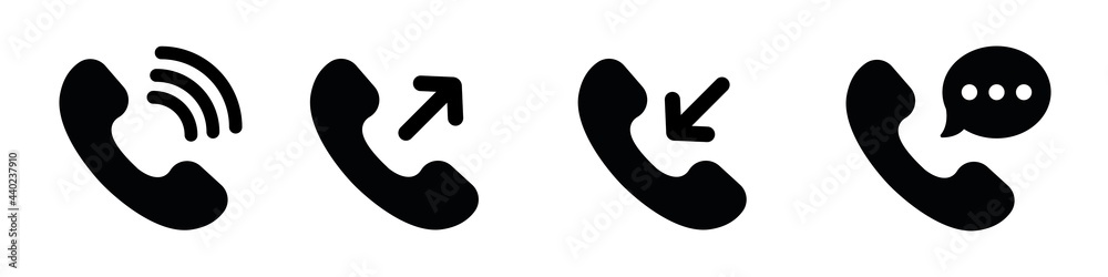 Phone icon. Call sign. Chat vector icons. Simple web button. Mobile telephone in trendy flat style. Cell phone sign. Collection vector elements. Phone icon. Call sign. Chat vector icons. Simple web button. Mobile telephone in trendy flat style. Cell phone sign. Collection vector elements.