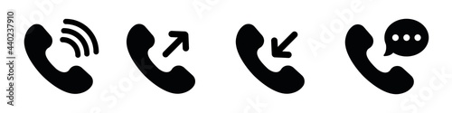 Phone icon. Call sign. Chat vector icons. Simple web button. Mobile telephone in trendy flat style. Cell phone sign. Collection vector elements. 