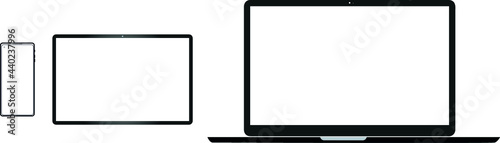 Collection of Desktop computer , laptop tablet and Smartphone icons vector