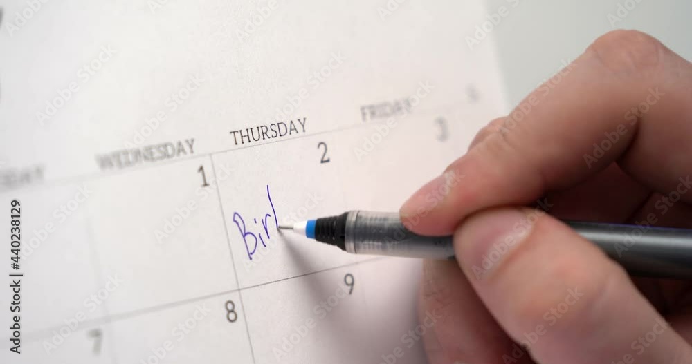 Calendar sign by man's hand Birthday