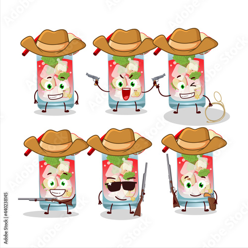Cool cowboy apple mojito cartoon character with a cute hat
