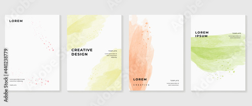 Cover design vector set. Watercolor book cover design, Abstract art design with colorful watercolor background. Can be use for poster, wall arts, magazine, brochure , banner and website.