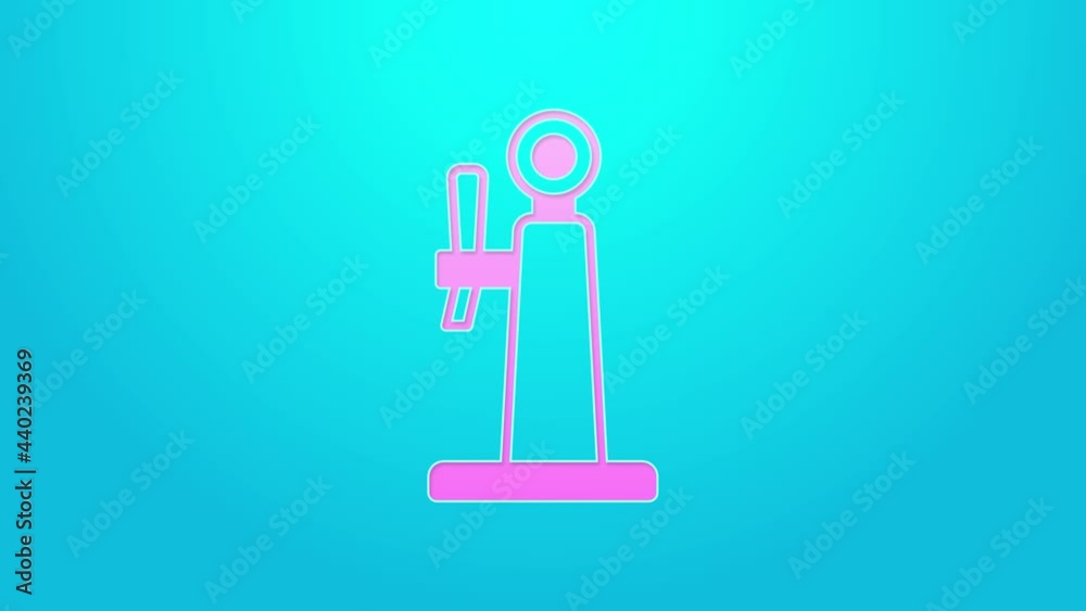 Pink line Beer tap icon isolated on blue background. 4K Video motion graphic animation Pink line Beer tap icon isolated on blue background. 4K Video motion graphic animation
