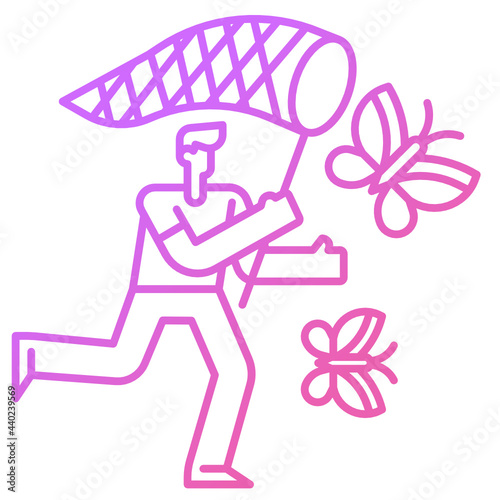 Man catching butterflies icon