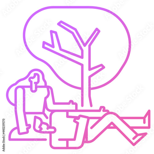 Couple resting under a tree icon