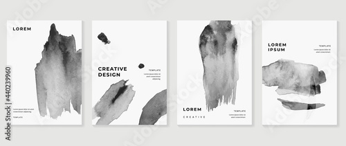 Cover design vector set. Watercolor book cover design, Abstract art design with colorful watercolor background. Can be use for poster, wall arts, magazine,  brochure , banner and website.
