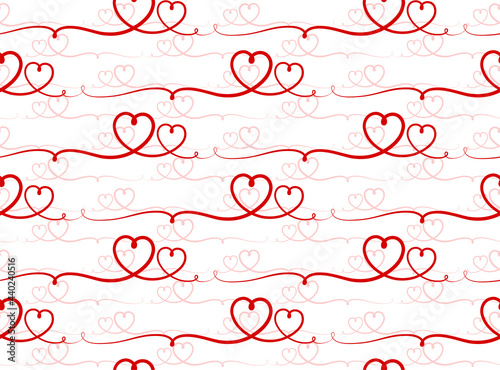 The Seamless background with red hearts.