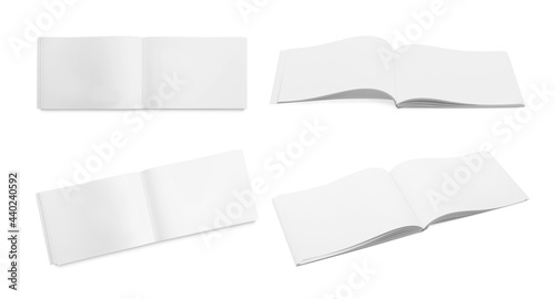 Wallpaper Mural Set with blank paper brochures on white background. Mockup for design Torontodigital.ca