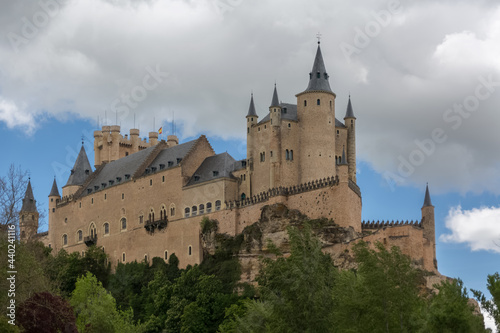 Majestic view at the iconic spanish medieval castle palace Alcázar of Segovia