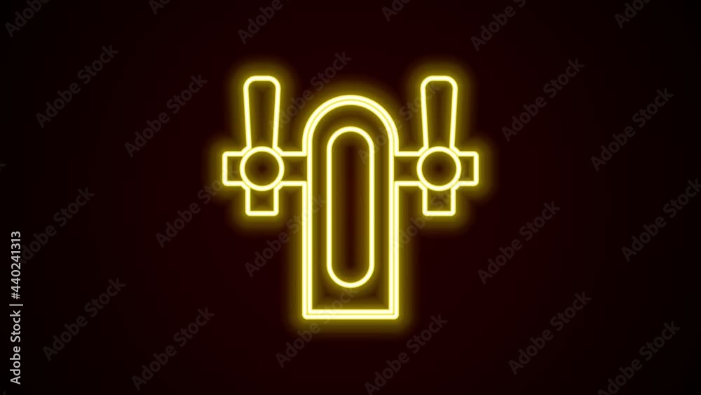 Glowing neon line Beer tap icon isolated on black background. 4K Video motion graphic animation Glowing neon line Beer tap icon isolated on black background. 4K Video motion graphic animation