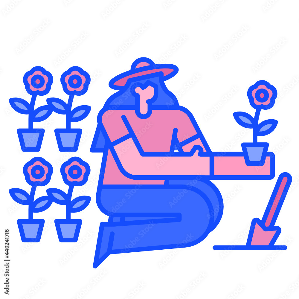Woman gardening icon