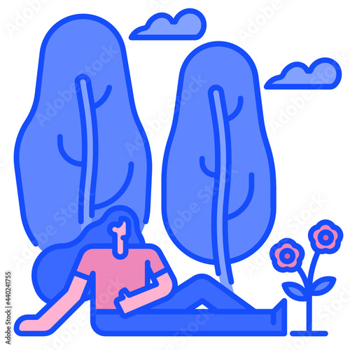 Women resting in park icon