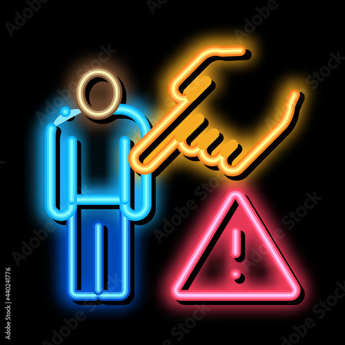 other race show hand neon light sign vector. Glowing bright icon other race show hand sign. transparent symbol illustration