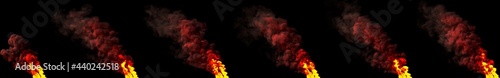 fire, column of pollution on black isolated, industrial 3D rendering