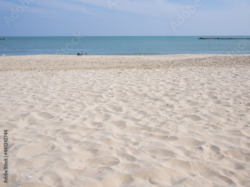 sand beach sea and blue sky