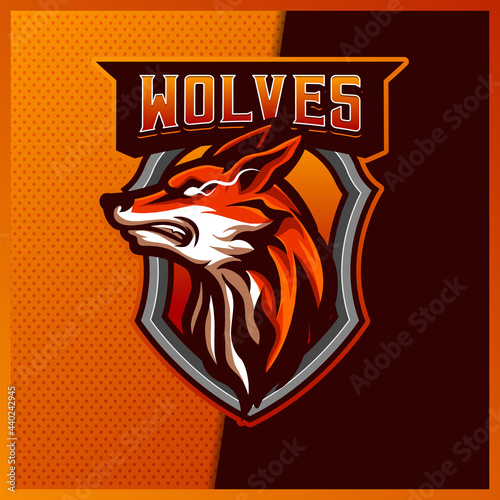 Wolf Fox Jackal mascot esport logo design illustrations vector template, Blue Fox logo for team game streamer youtuber banner twitch discord, full color cartoon style