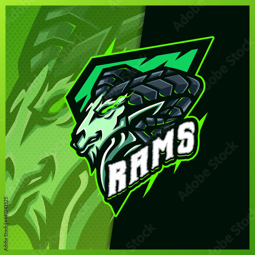 Goat Ram Sheep mascot esport logo design illustrations vector template, Aries logo for team game streamer youtuber banner twitch discord, full color cartoon style