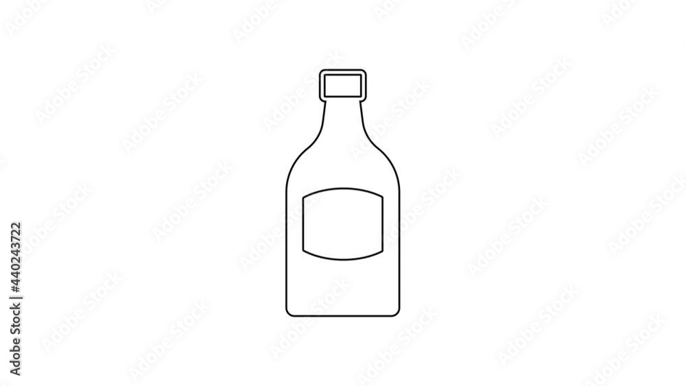 Black line Beer bottle icon isolated on white background. 4K Video motion graphic animation Black line Beer bottle icon isolated on white background. 4K Video motion graphic animation