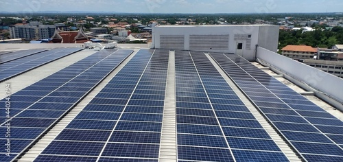 Solar cells on the roof of the building 