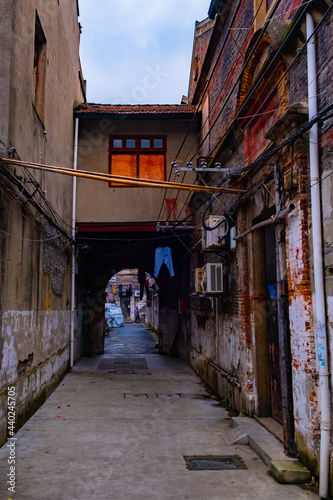 Old town landmark area with abandoned living houses in the Shanghai city, good historical place for tourists © Pavel