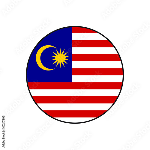 Malaysia Flag the Jalur Gemilang or  Stripes of Glory Button circle on isolated white for Asia Country push button concepts. photo
