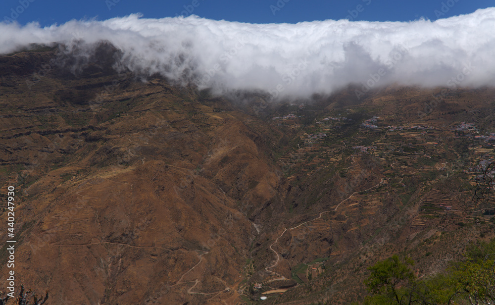 Gran Canaria, landscape of the central part of the island, Las Cumbres, ie The Summits, hiking route Tejeda - Roque Bentayga
