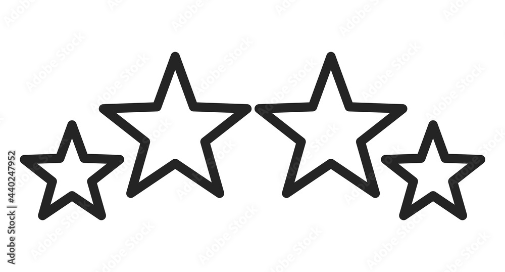 Four stars icons vector isolated. Symbol of success. Line art style, rating and evaluation. Four stars icons vector isolated. Symbol of success. Line art style, rating and evaluation.