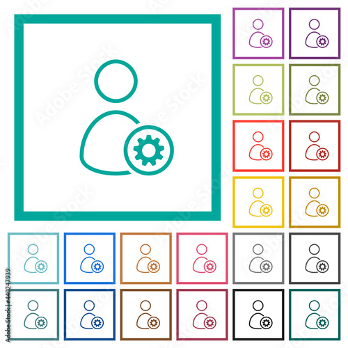 User settings outline flat color icons with quadrant frames photo