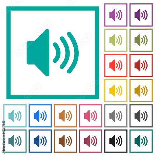 Volume flat color icons with quadrant frames