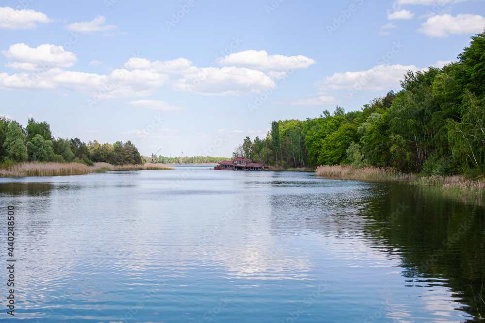 View of the Pripyat river in the Chernobyl exclusion zone