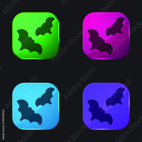 Bats four color glass button icon