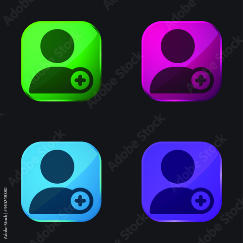 Add User four color glass button icon