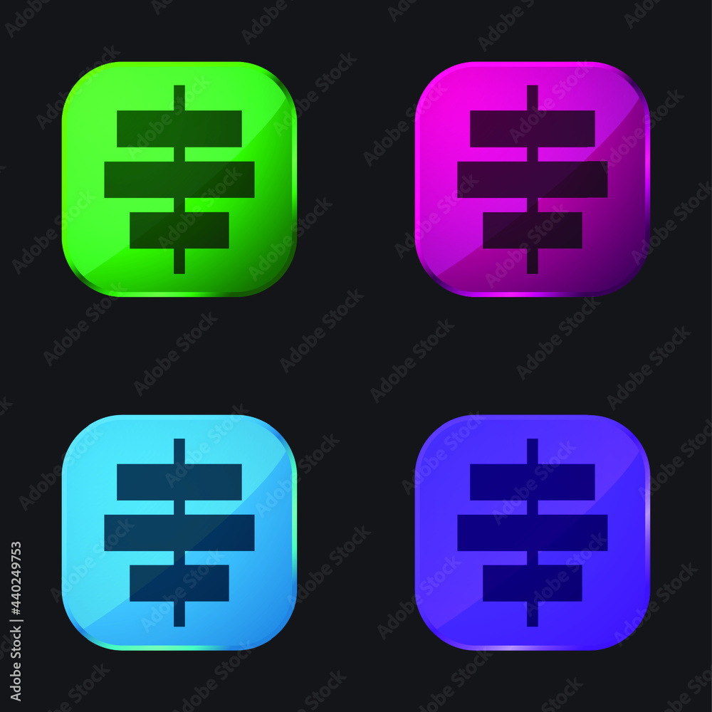 Obraz premium Align Center four color glass button icon