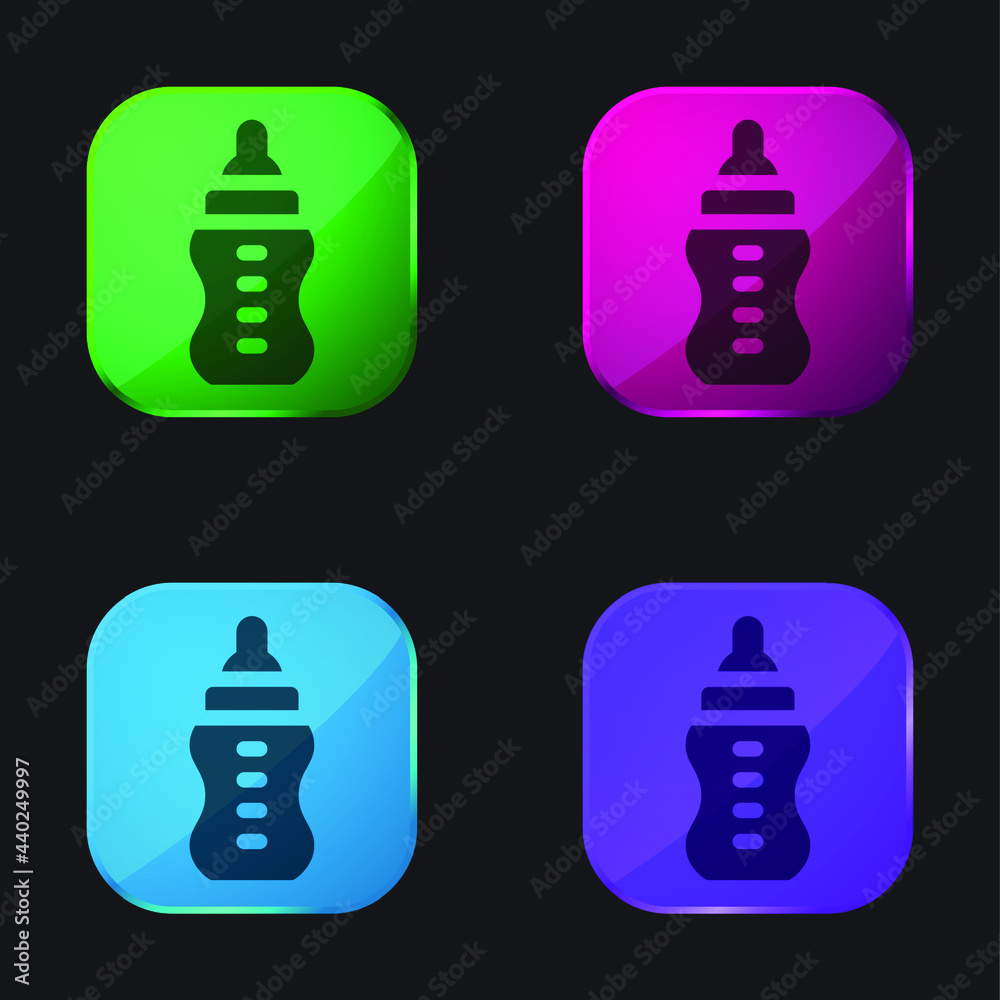 Baby Bottle four color glass button icon Baby Bottle four color glass button icon